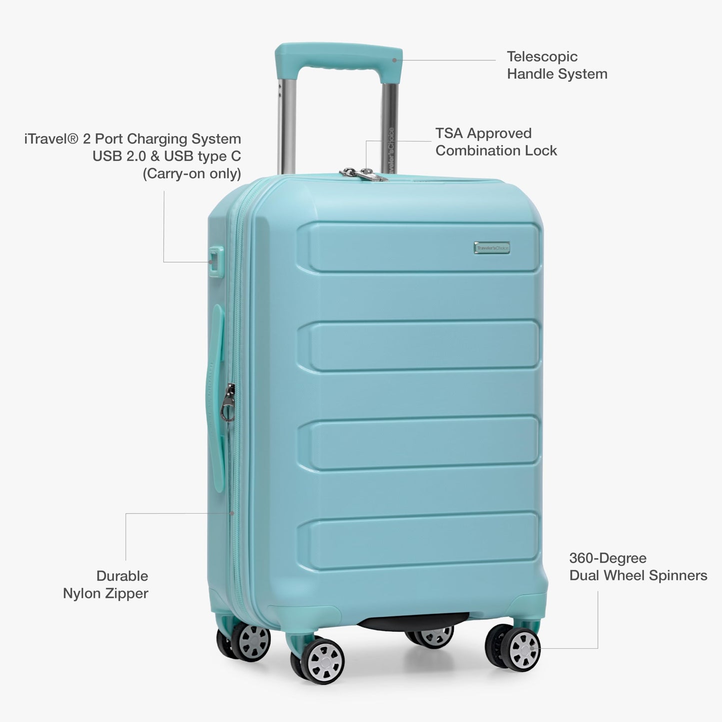 Traveler's Choice Indestructible 22 Spinner Carry-on