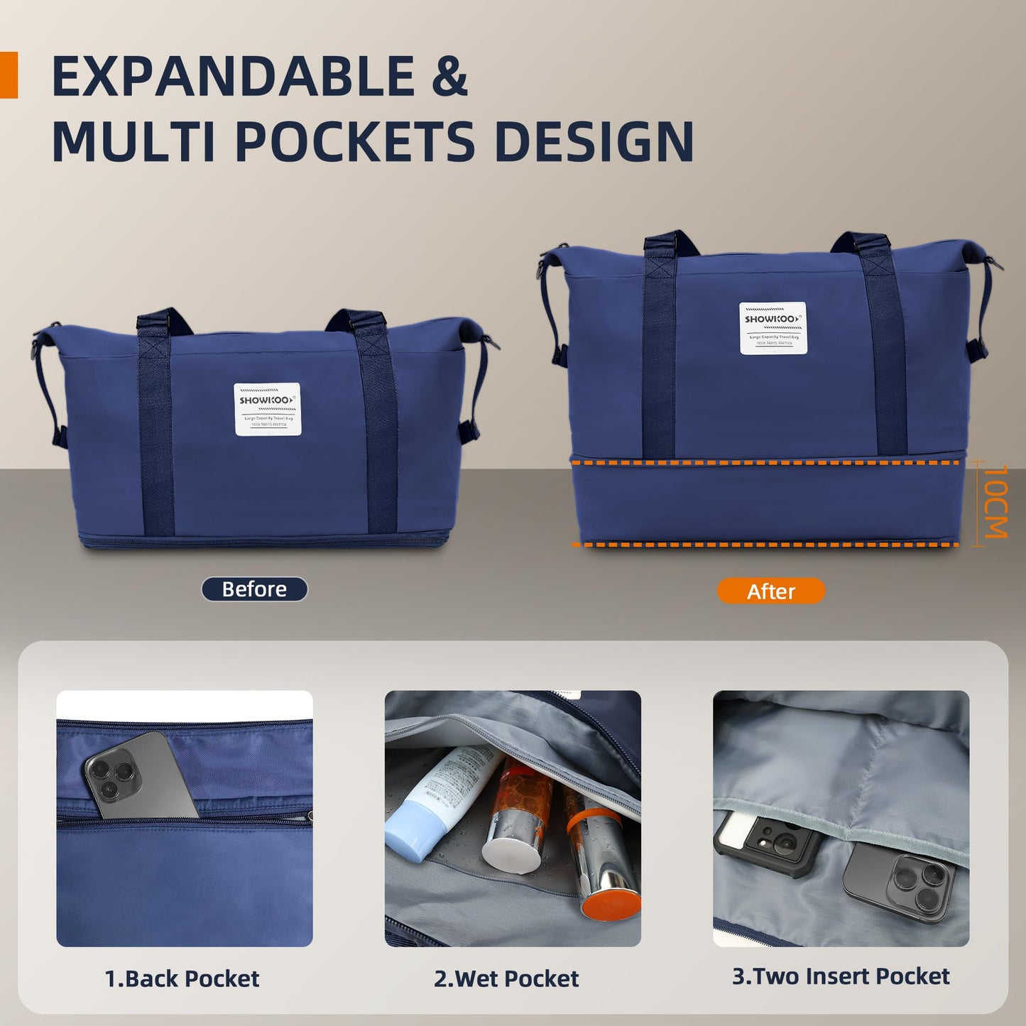 Expandable ShowKoo Suitcase - Durable & TSA Lock