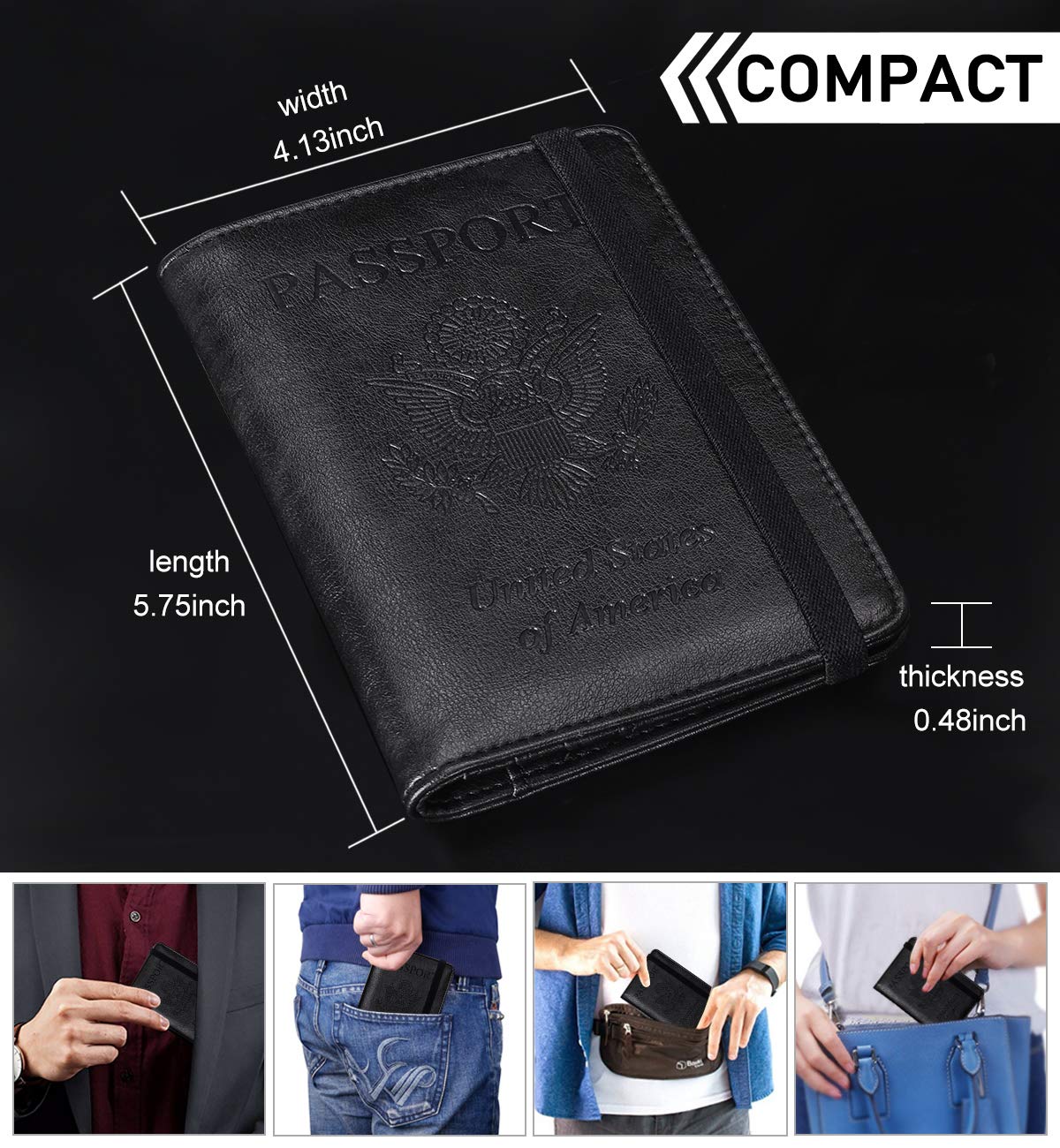 HerriaT RFID Leather Passport Wallet - Gray - Handbags Specialist Headquarter