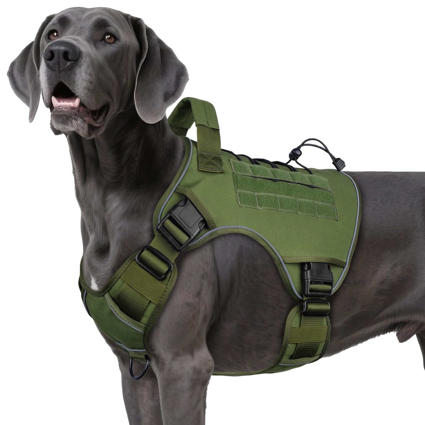 GuardianGrip Tactical Dog Vest - Large, Reflective, Green