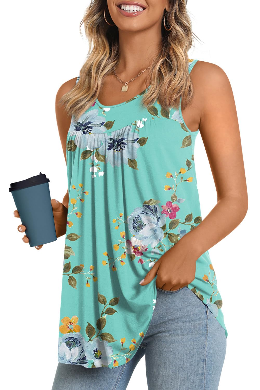 Longyuan Summer Sleeveless Tunics for Women