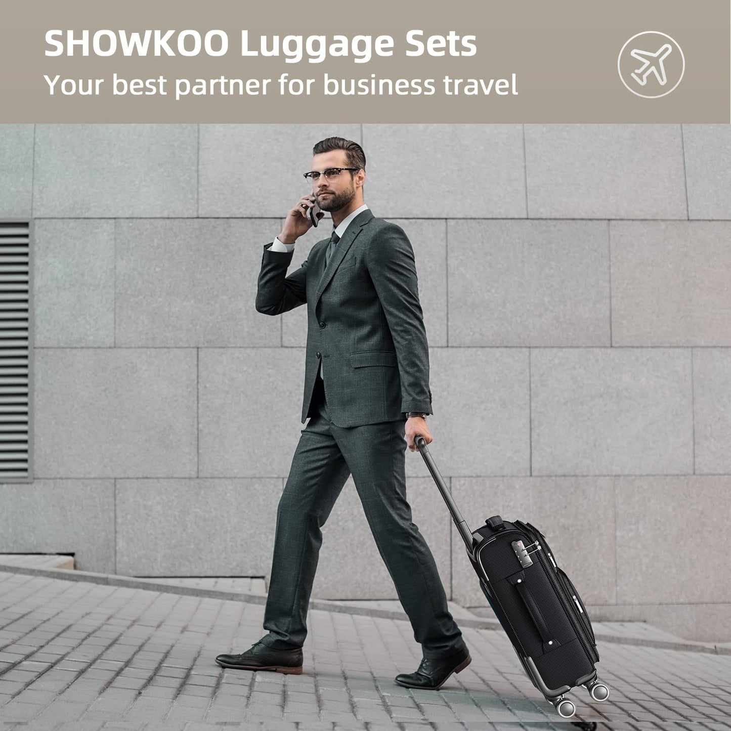 SHOWKOO Armygreen 3-Piece Expandable Luggage Set