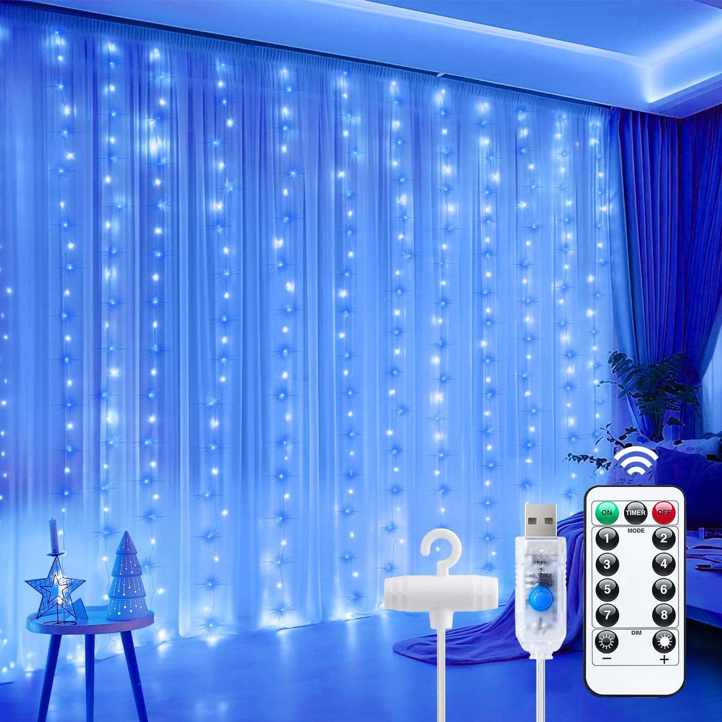 Minetom 300 LED Dimmable Fairy Curtain Lights