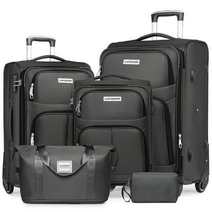LARVENDER Expandable 5-Piece Spinner Luggage Set