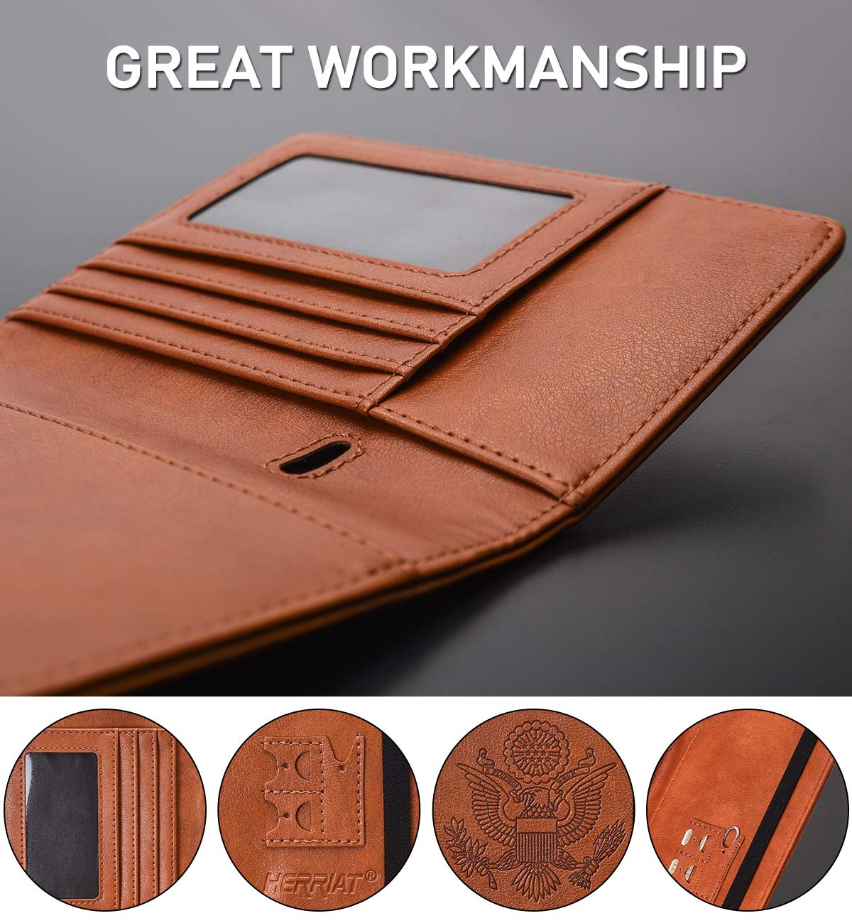 HerriaT RFID Leather Passport Wallet - Gray - Handbags Specialist Headquarter