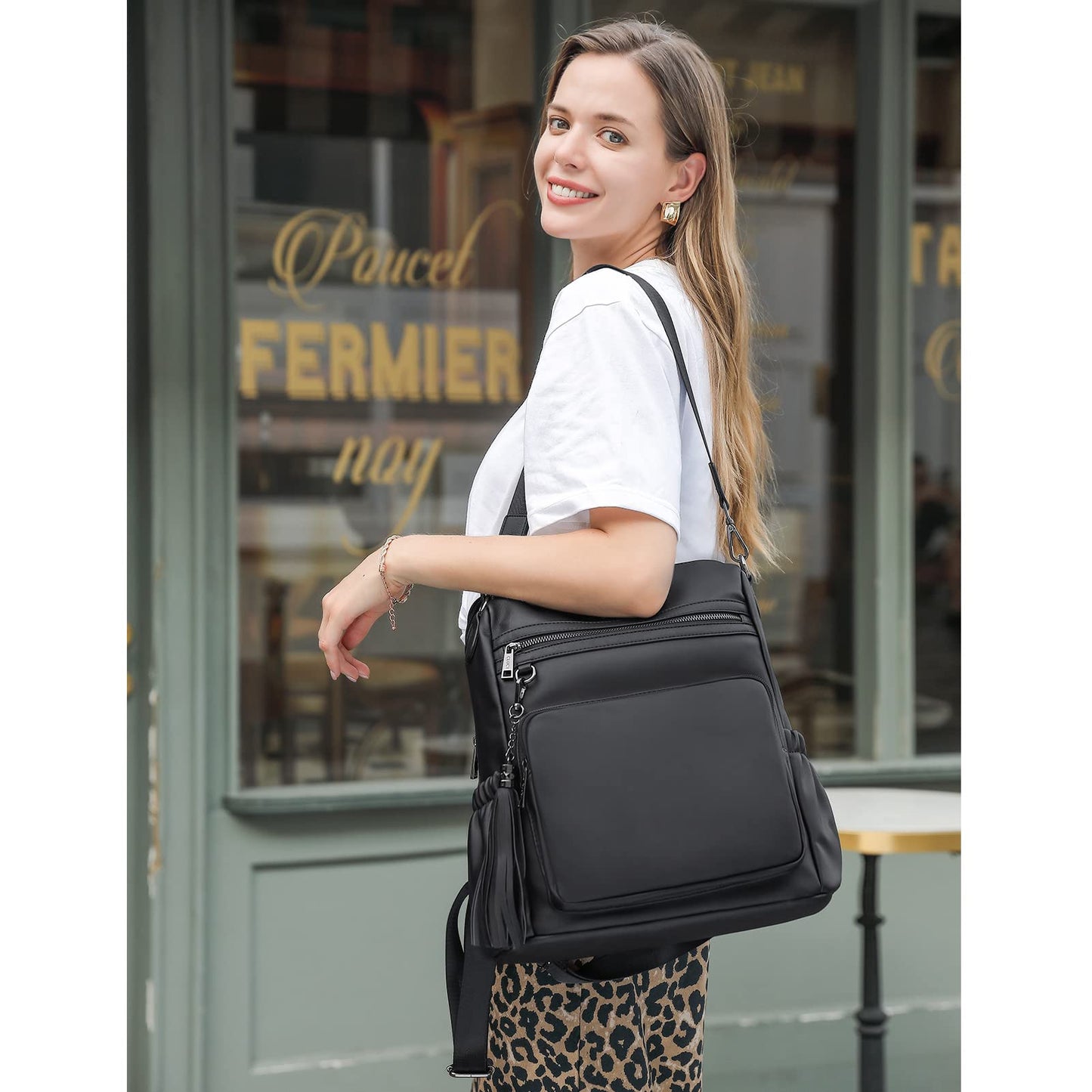 DUO-TONE Luxe Women's Leather Travel Backpack