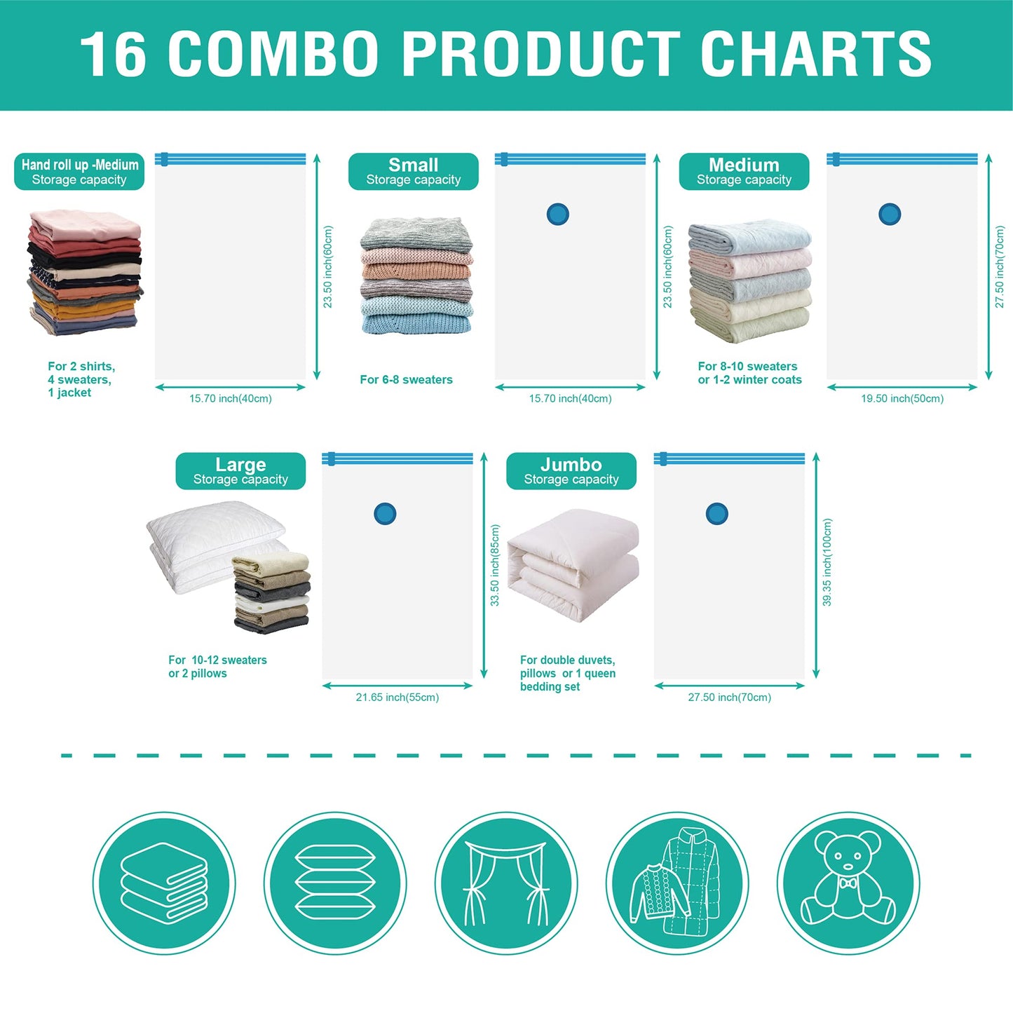 CozyVac Travel Bags with Pump - 6 Pack Space Savers