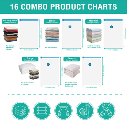 CozyVac Travel Bags with Pump - 6 Pack Space Savers