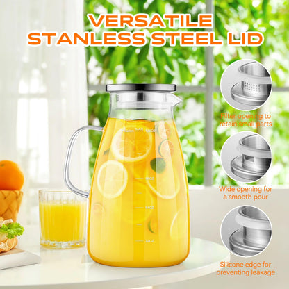 Aofmee Stainless Precision Pitcher - 68oz Borosilicate