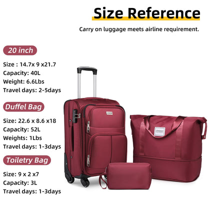LARVENDER Expandable 5-Piece Spinner Luggage Set