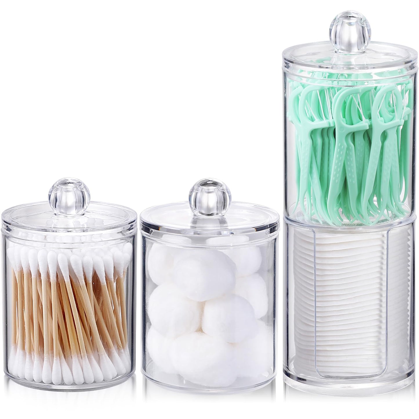 Clear Acrylic Qtip Dispenser Set - 4 Pack