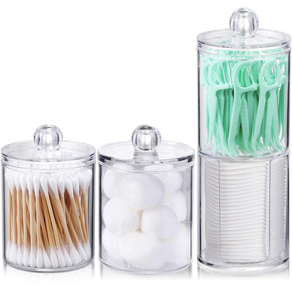 Clear Acrylic Qtip Dispenser Set - 4 Pack