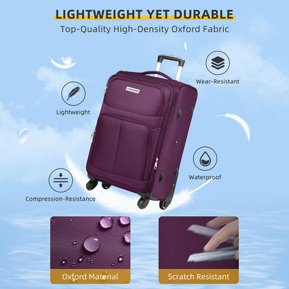 LARVENDER Expandable 5-Piece Spinner Luggage Set