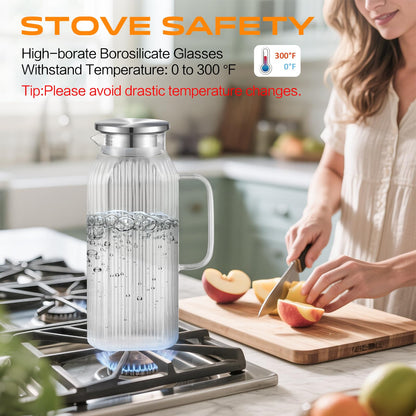 Aofmee Stainless Precision Pitcher - 68oz Borosilicate