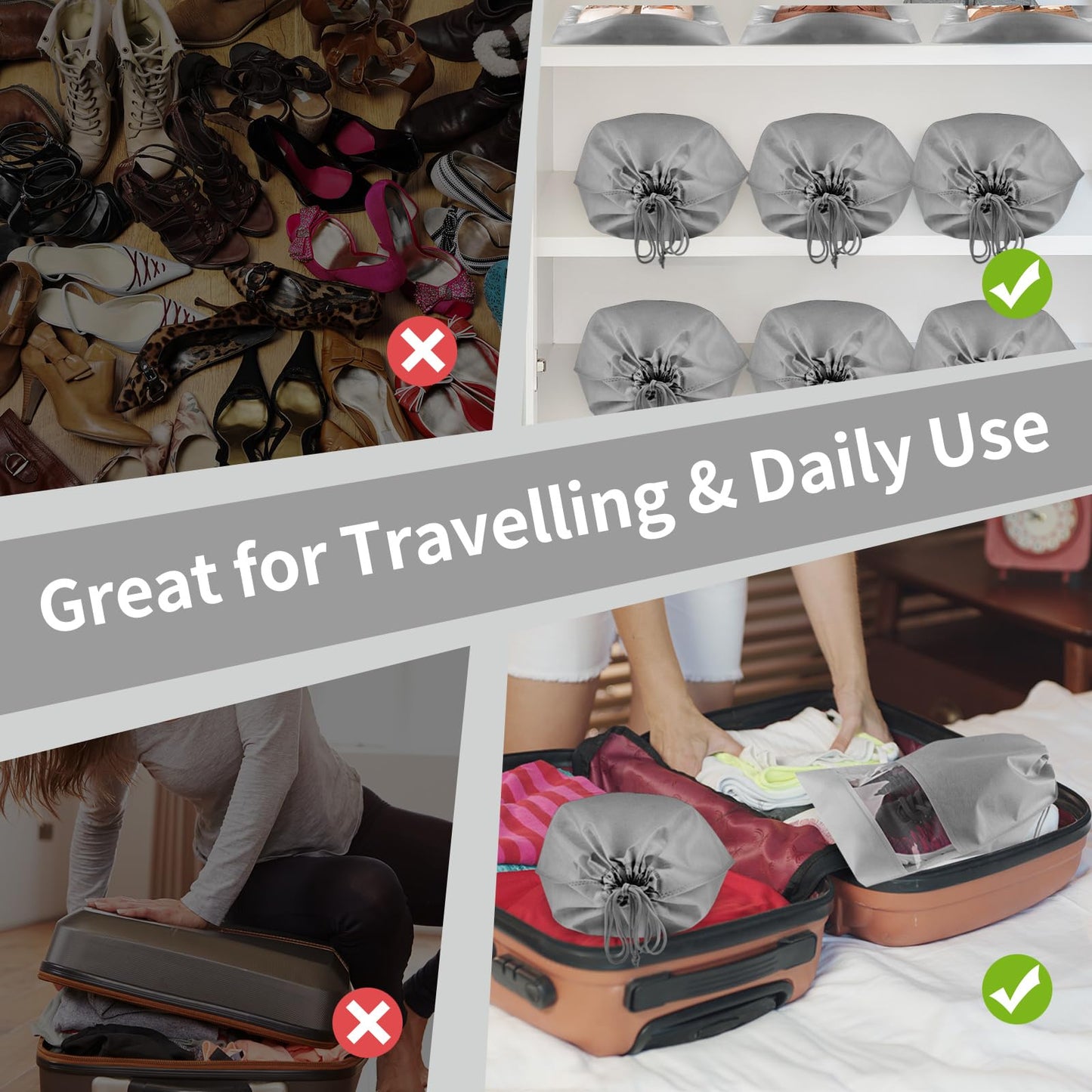 Clear View Travel Shoe Bags - 12 Pack