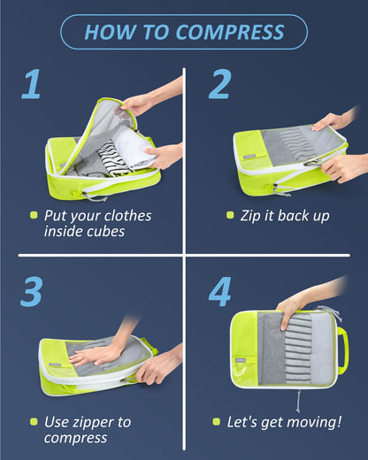 PackPro 6 Set Compression Cubes for Travel