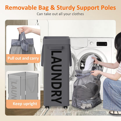 RollAway 90L Laundry Basket with Removable Bag