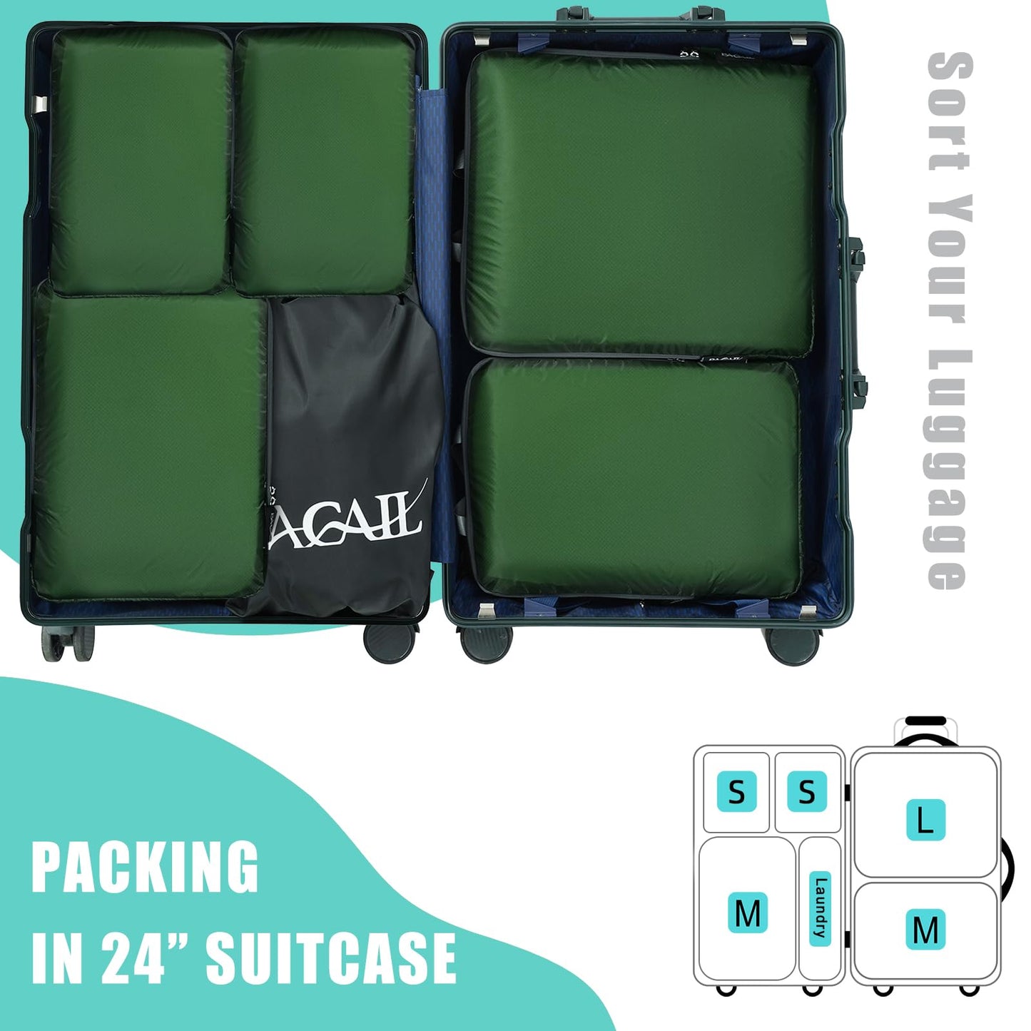 BAGAIL Travel Compression Cubes Set for Packing Ease