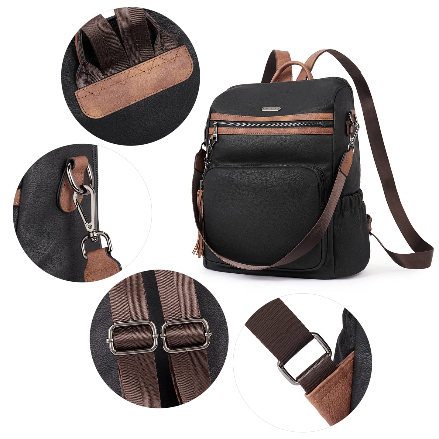 DUO-TONE Luxe Women's Leather Travel Backpack