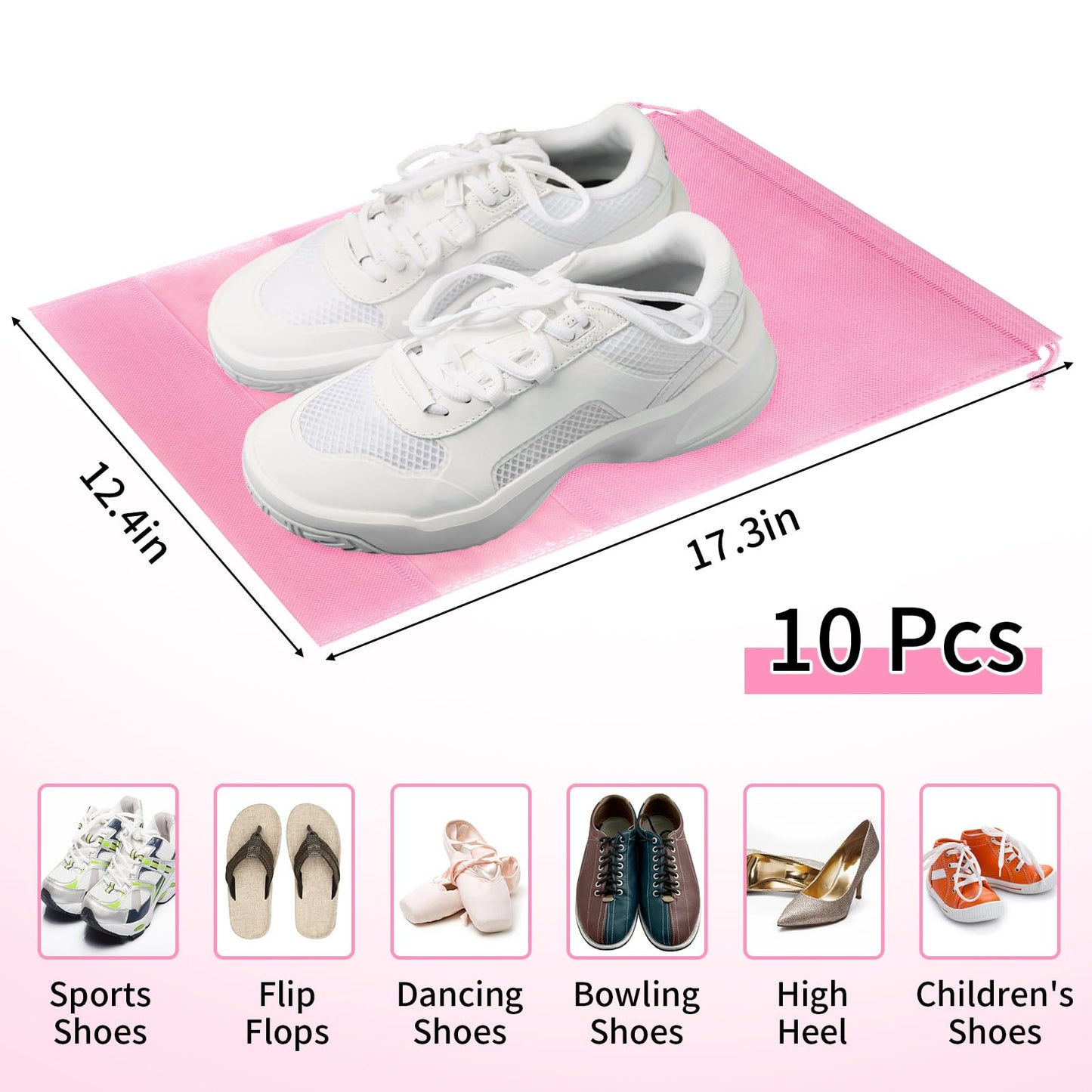 Travel Clear Shoe Bags - 5 Pack Waterproof Storage