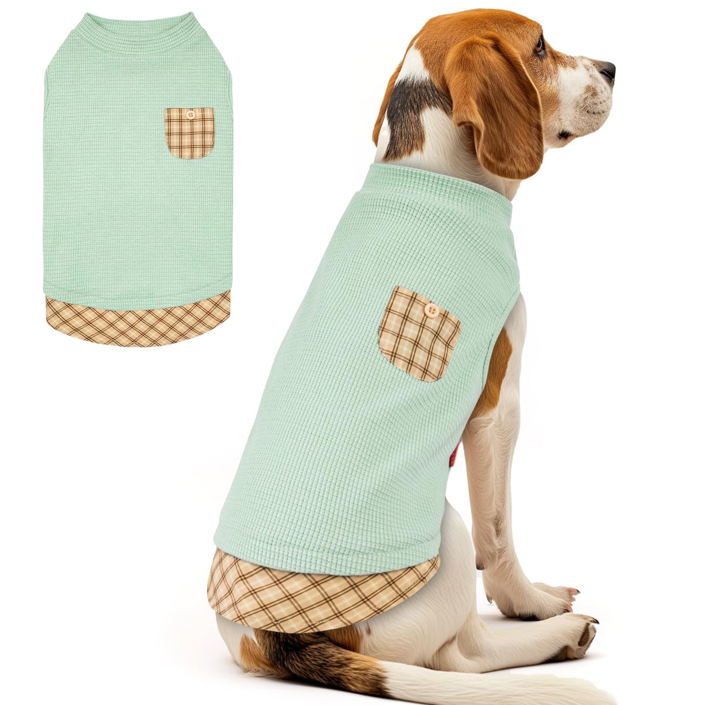 PlaidPup Waffle Vest: Soft, Stretchy, & Cute!