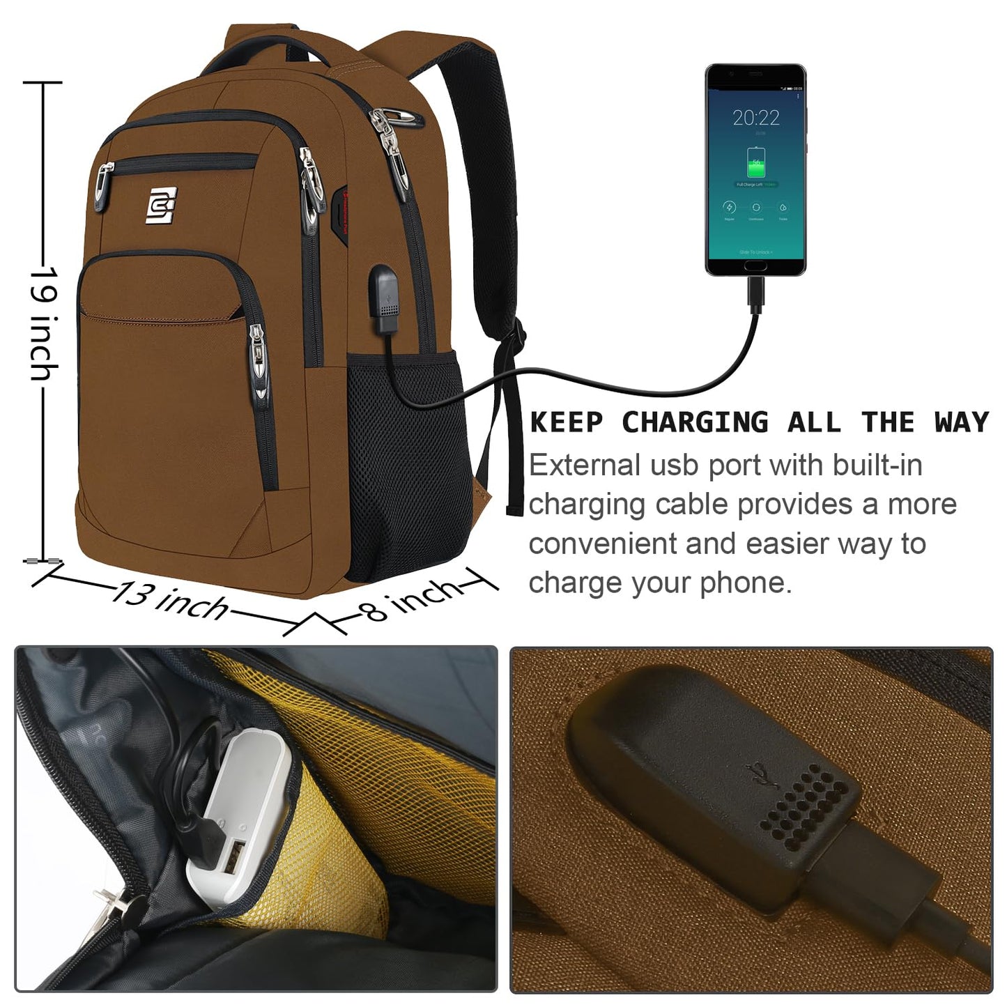 SecureSlim Laptop Backpack with USB & Water Resistance