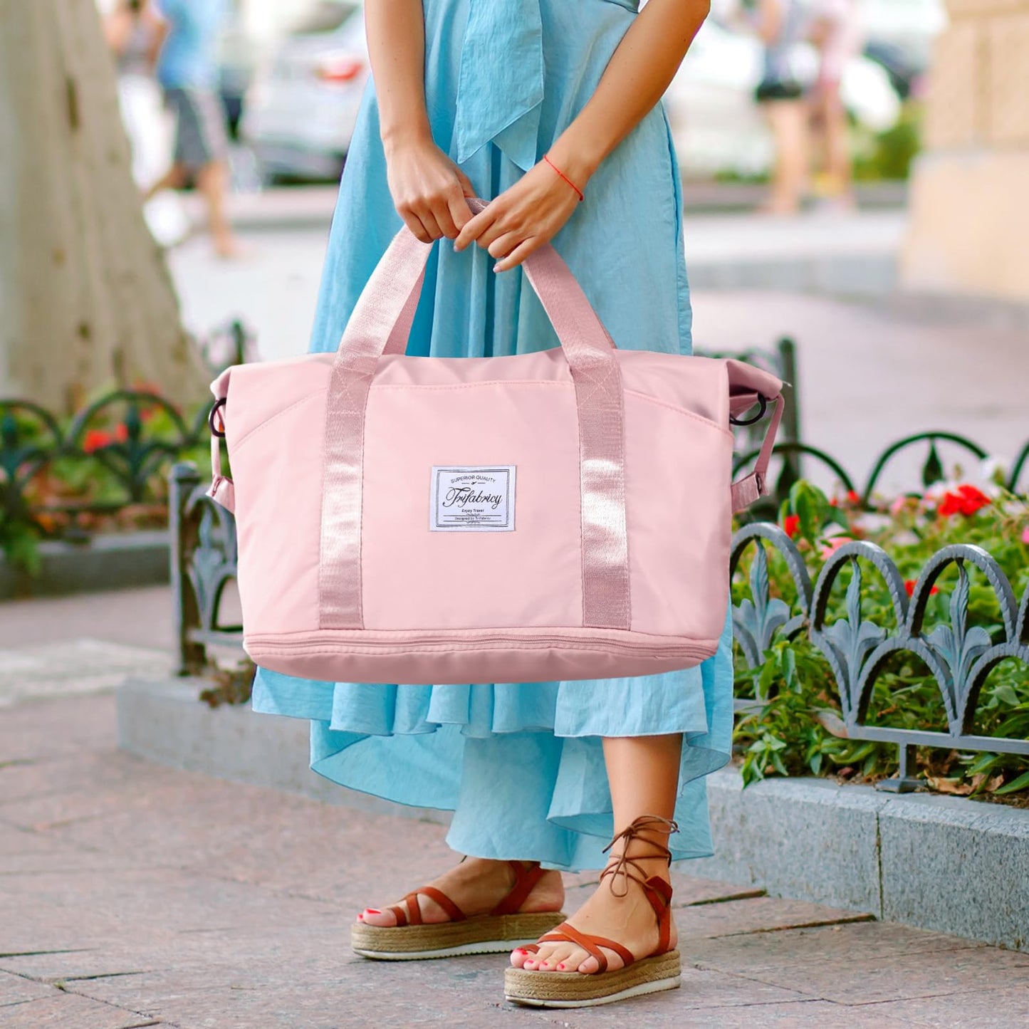 Pink Expandable Travel Duffel with Wet Pocket