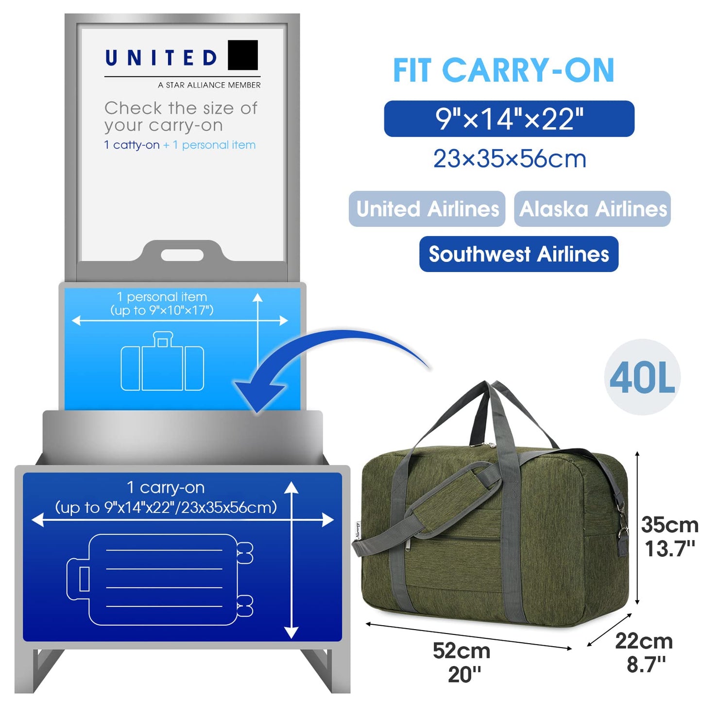 Narwey Air Duffle 22x14x9