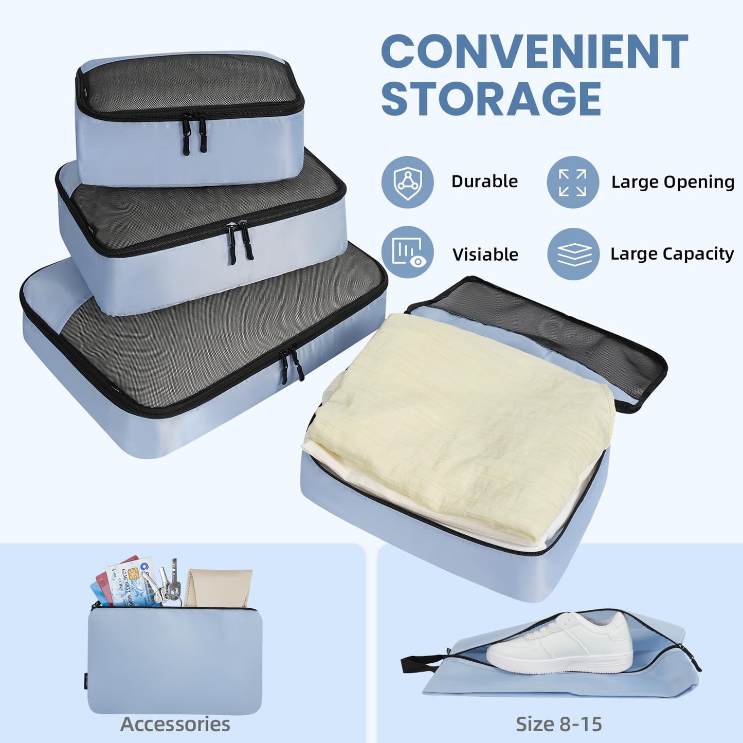 BAGAIL Travel Cubes: 8/9 Set Packing Organizers