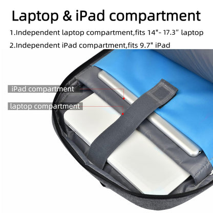 DUSLANG Travel Laptop Backpack with USB Port - Black