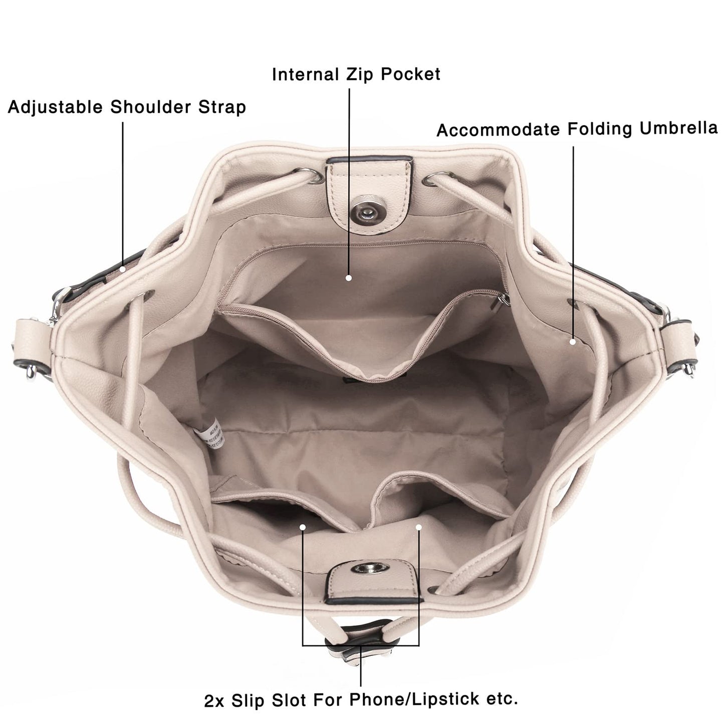 AFKOMST Chic Leather Bucket & Crossbody Bag Set