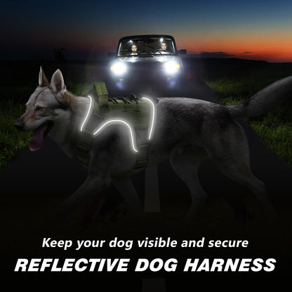 GuardianGrip Tactical Dog Vest - Large, Reflective, Green