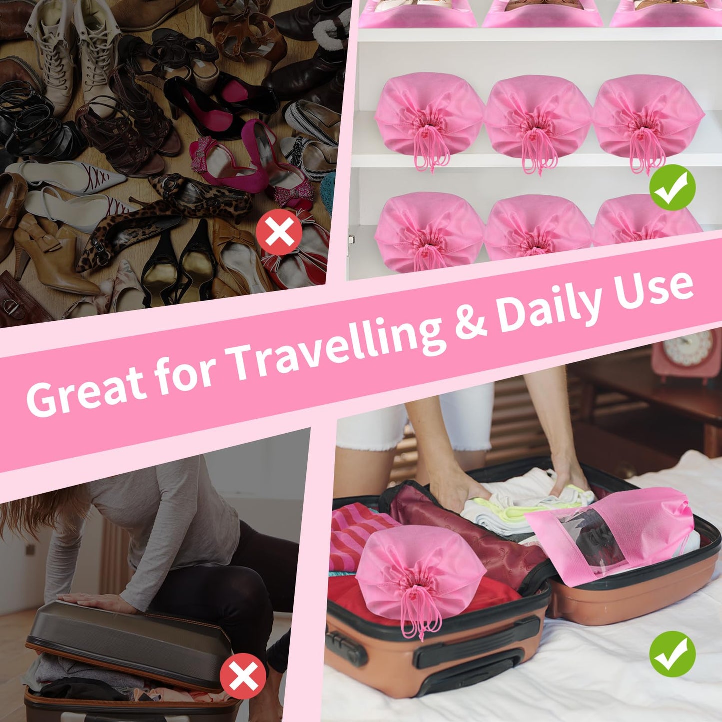 Clear View Travel Shoe Bags - 12 Pack