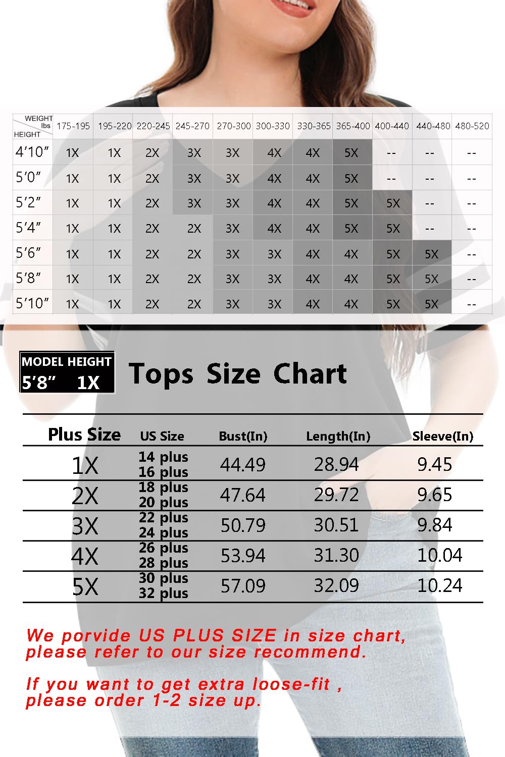 Summer V-Neck Plus Tunic Tee for Women 1X-5X