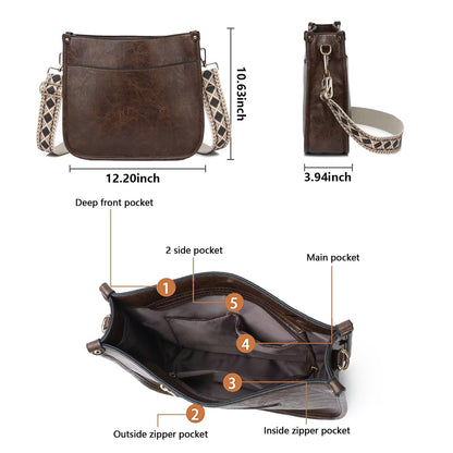 AUYOCO Chic Vegan Leather Crossbody Bag with Strap