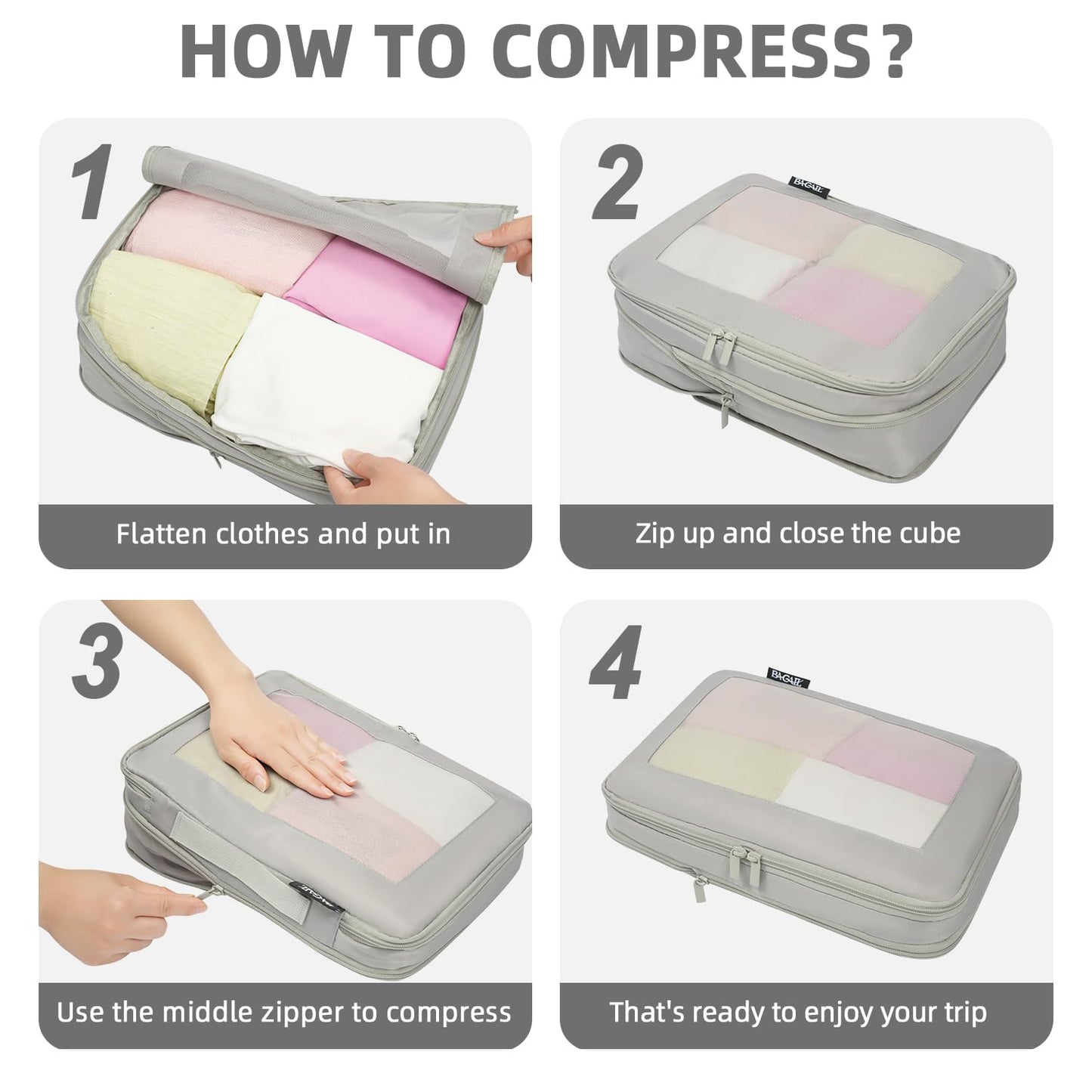 BAGAIL Expandable Travel Compression Cubes Set