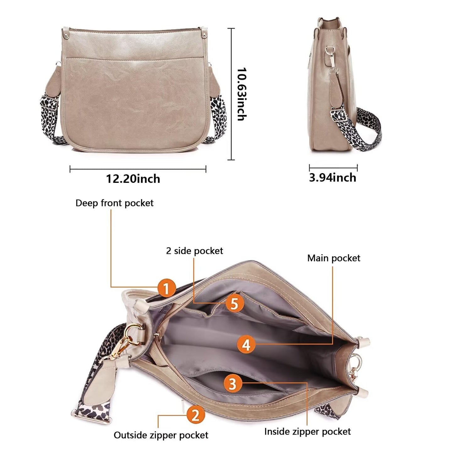 AUYOCO Chic Vegan Leather Crossbody Bag with Strap