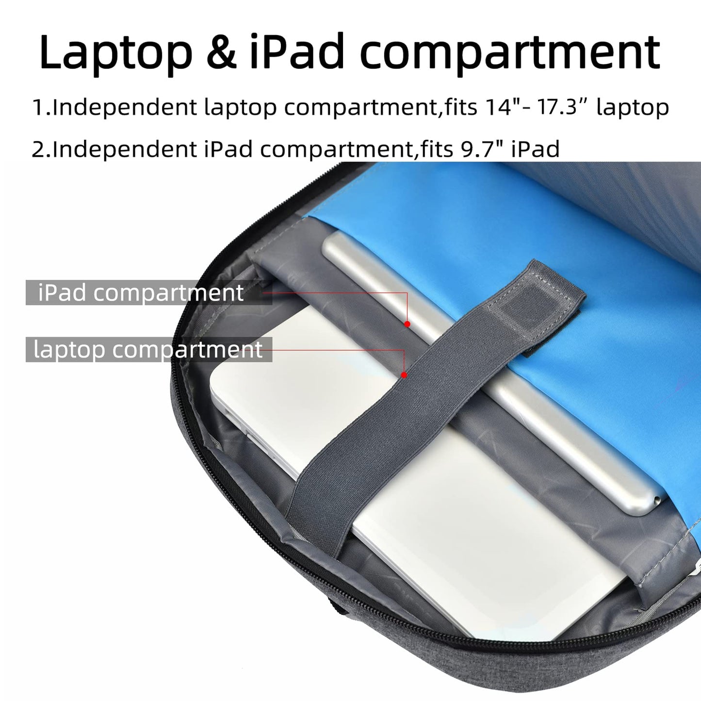 DUSLANG Travel Laptop Backpack with USB Port - Black