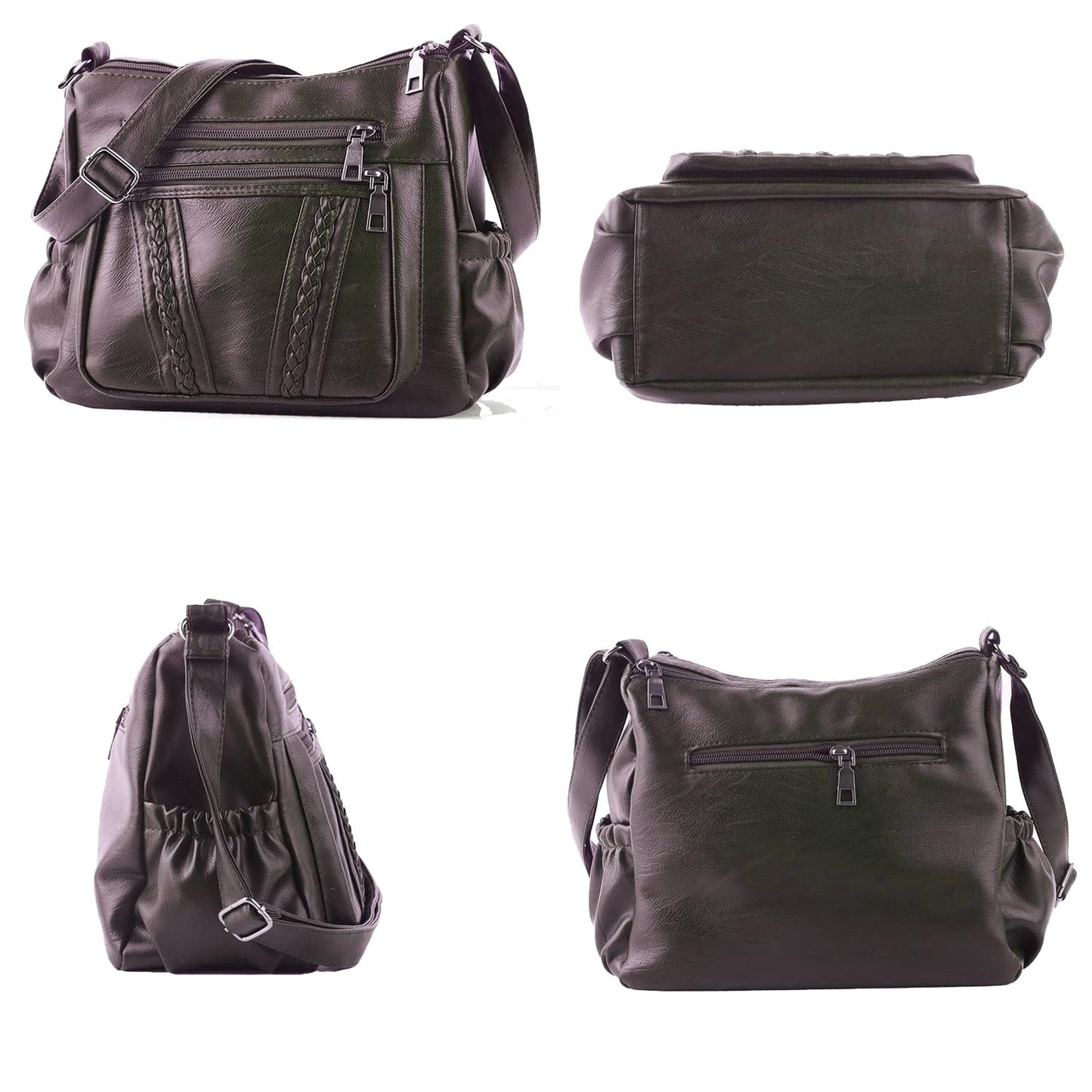 ELDA Chic Crossbody: Soft PU Leather Multi-Pocket Bag