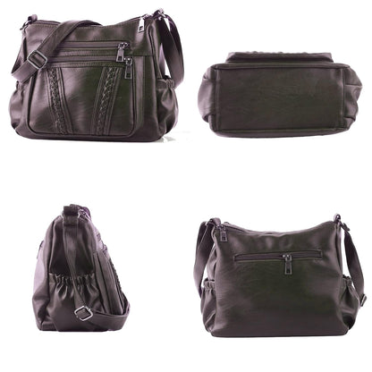ELDA Chic Crossbody: Soft PU Leather Multi-Pocket Bag