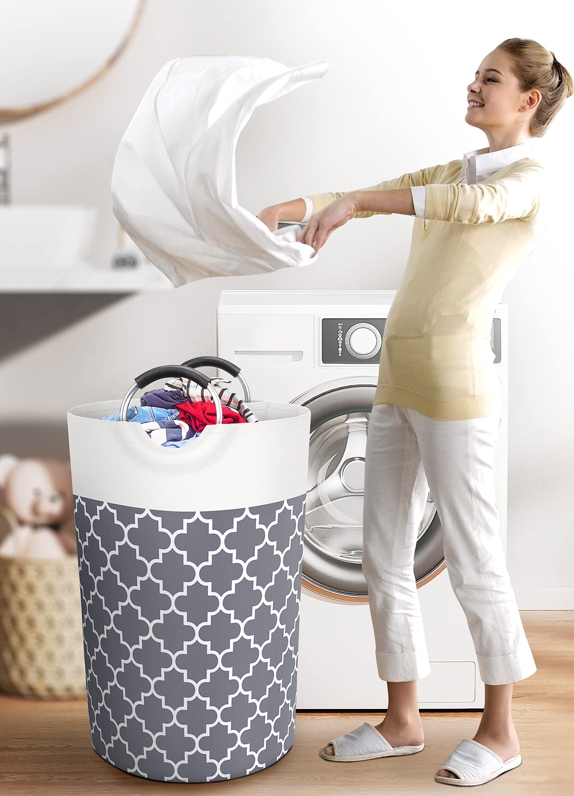 Collapsible Hamper Bag - Grey