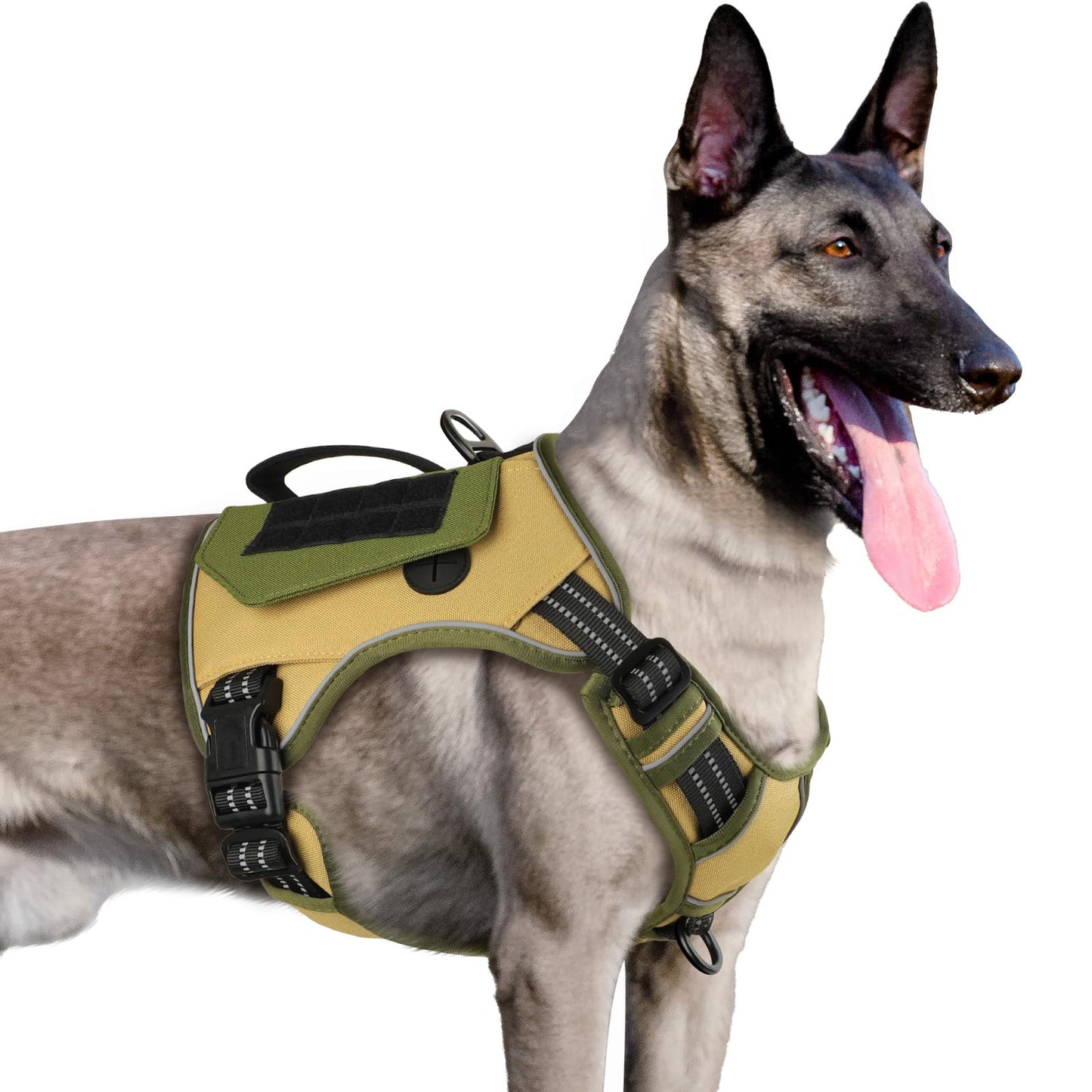GuardianGrip Tactical Dog Vest - Large, Reflective, Green