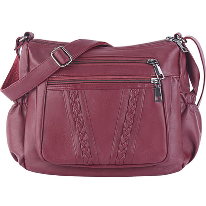 ELDA Chic Crossbody: Soft PU Leather Multi-Pocket Bag