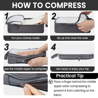 BAGAIL Travel Compression Cubes Set for Packing Ease
