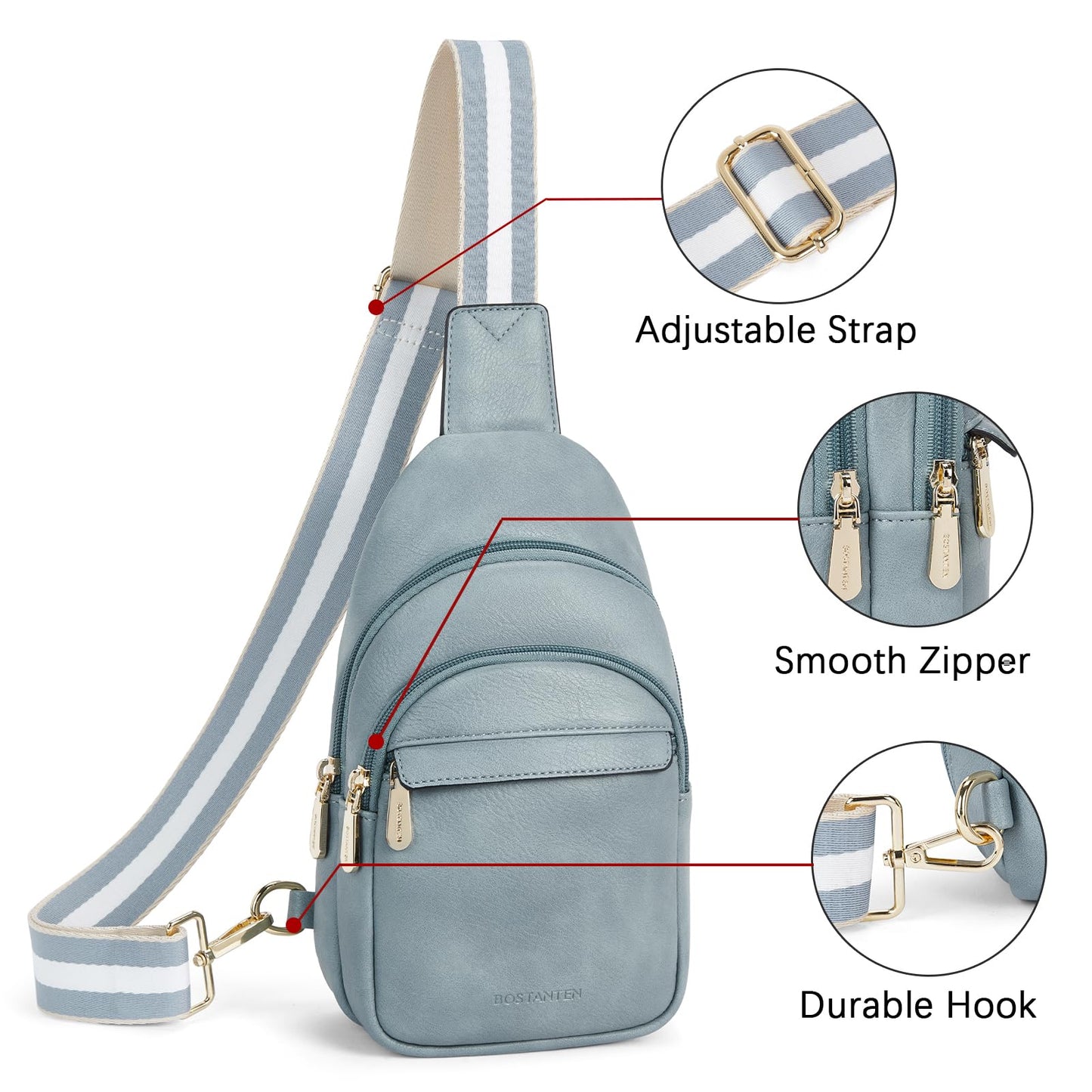 BOSTANTEN Chic Leather Crossbody Sling Bag