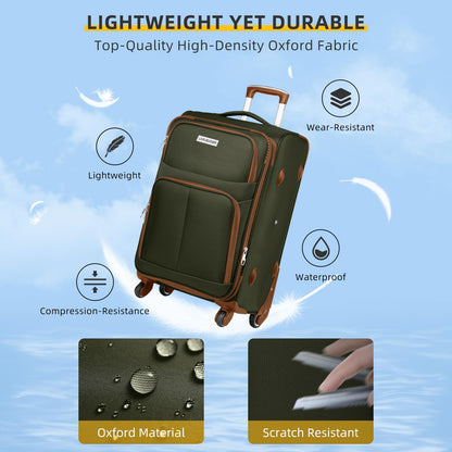 LARVENDER Expandable 5-Piece Spinner Luggage Set