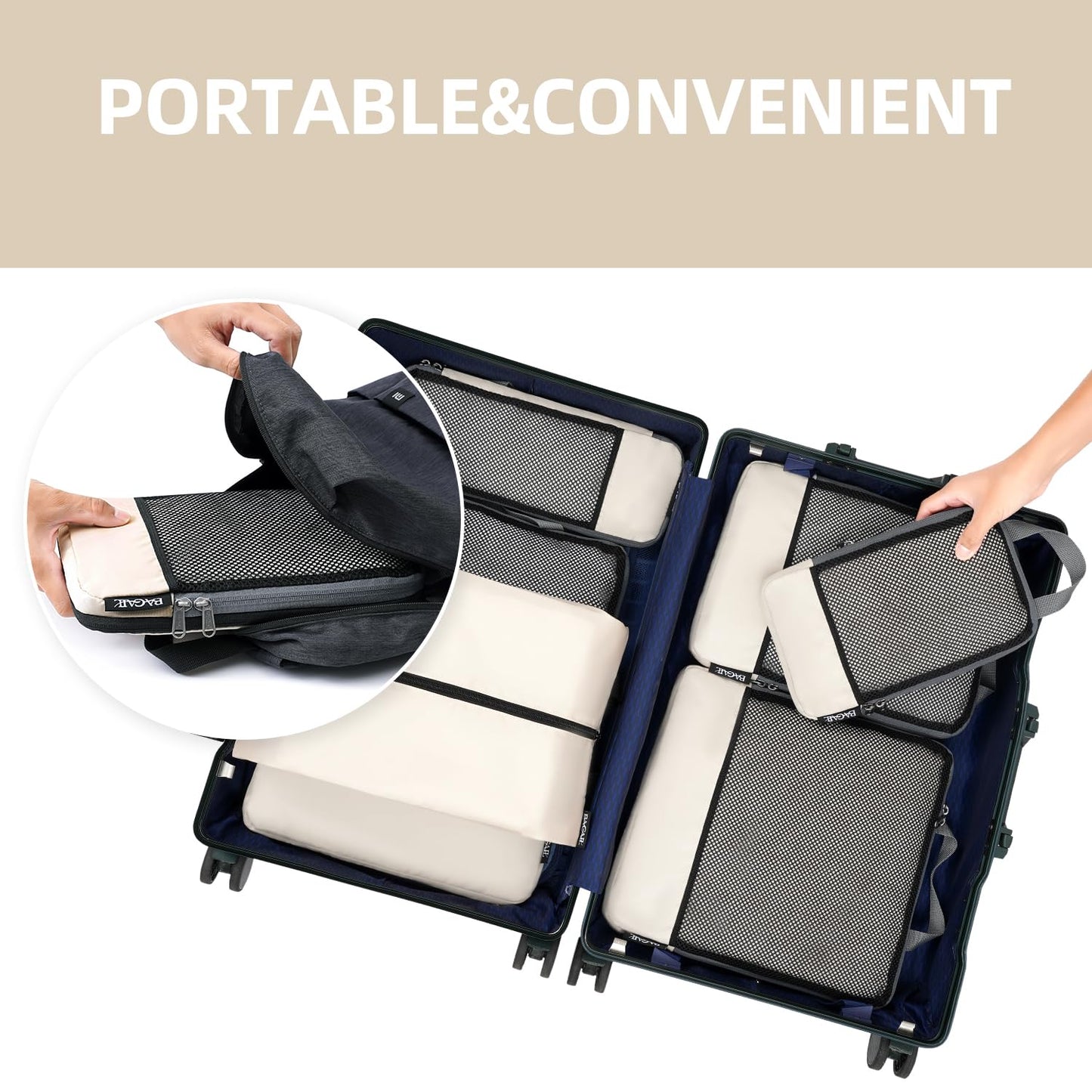 BAGAIL Expandable Travel Compression Cubes Set
