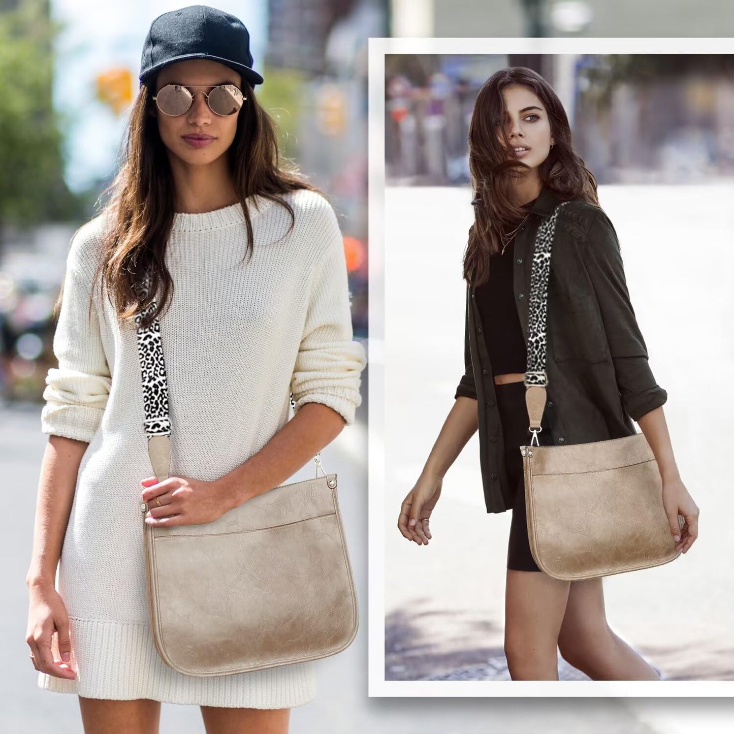 AUYOCO Chic Vegan Leather Crossbody Bag with Strap