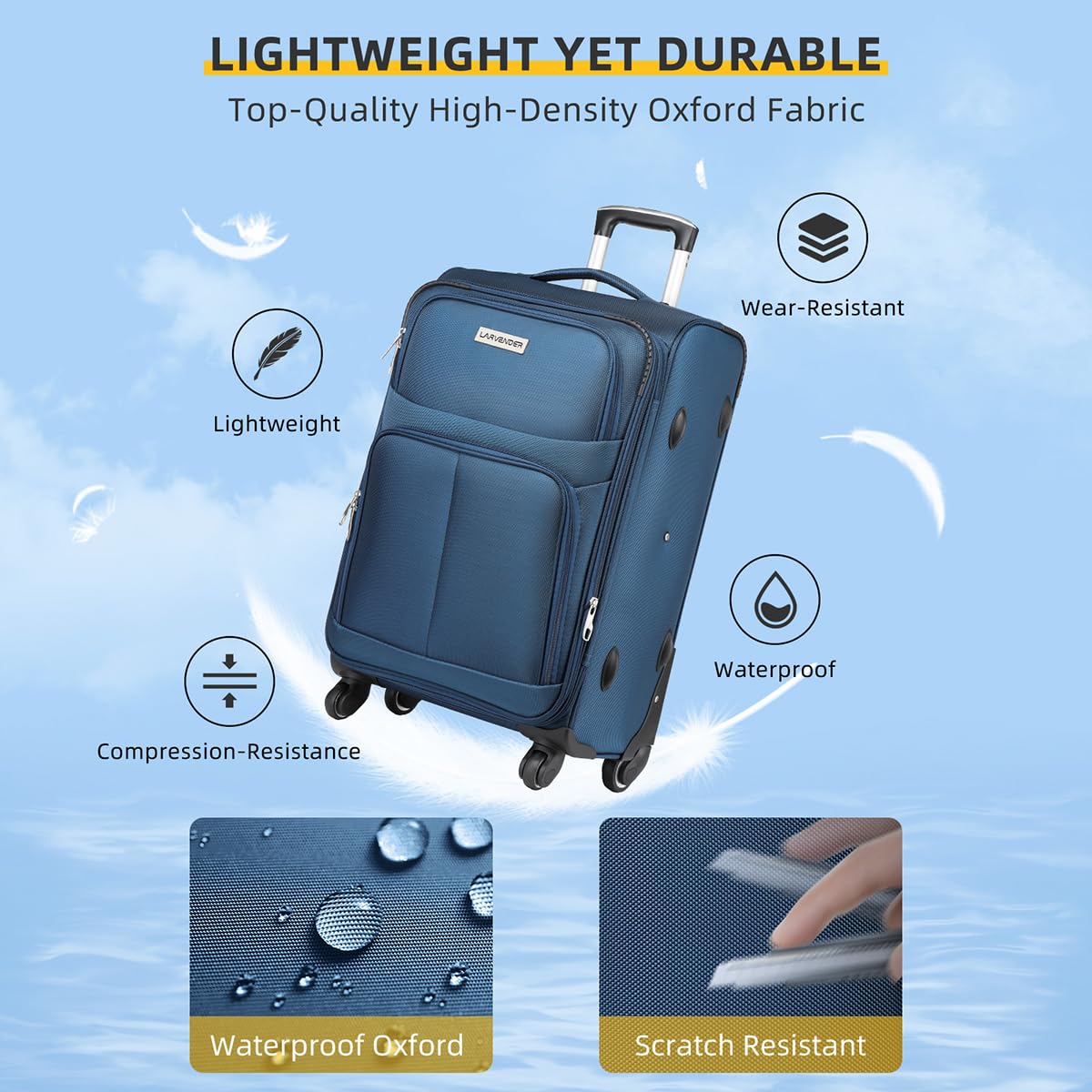LARVENDER Expandable 5-Piece Spinner Luggage Set