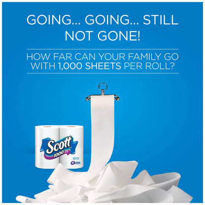 Scott 1000 Toilet Paper, 32 Rolls, Septic-Safe, 1-Ply Toilet Tissue